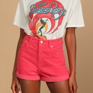 NEW Rolla’s Dusters Coral Ribbed Corduroy High Rise Cuffed Shorts 29